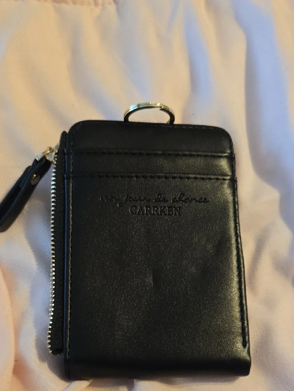 Black Leather Zip Card Holder Wallet